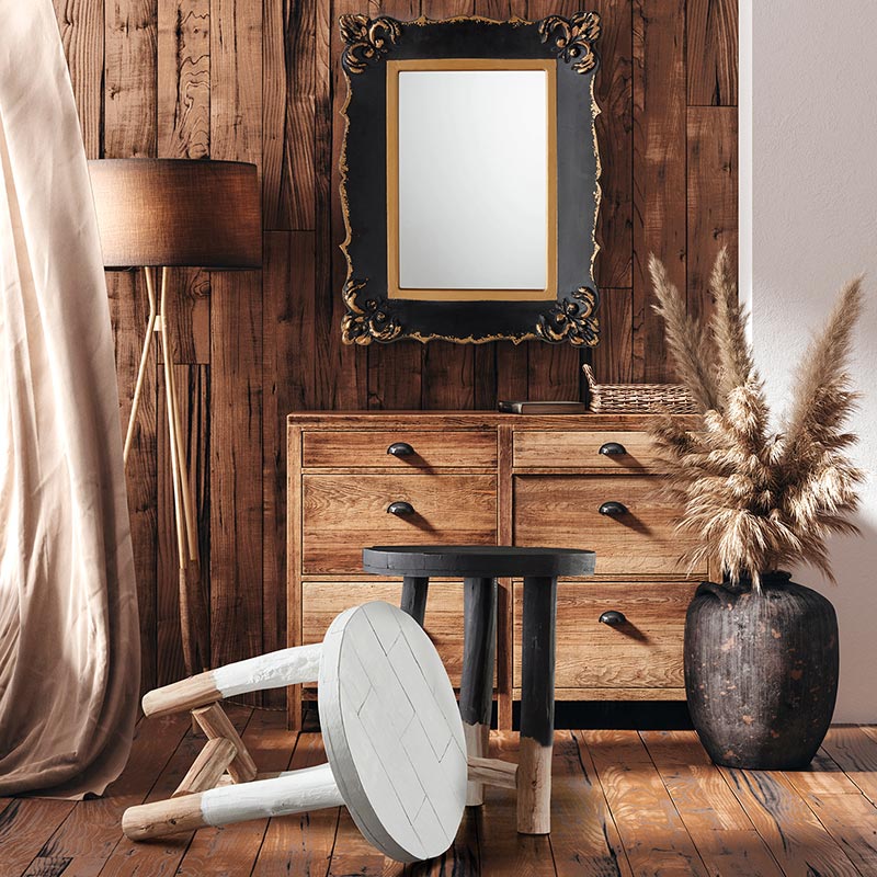 Black Half Dipped Side Table - Bombay Mercantile