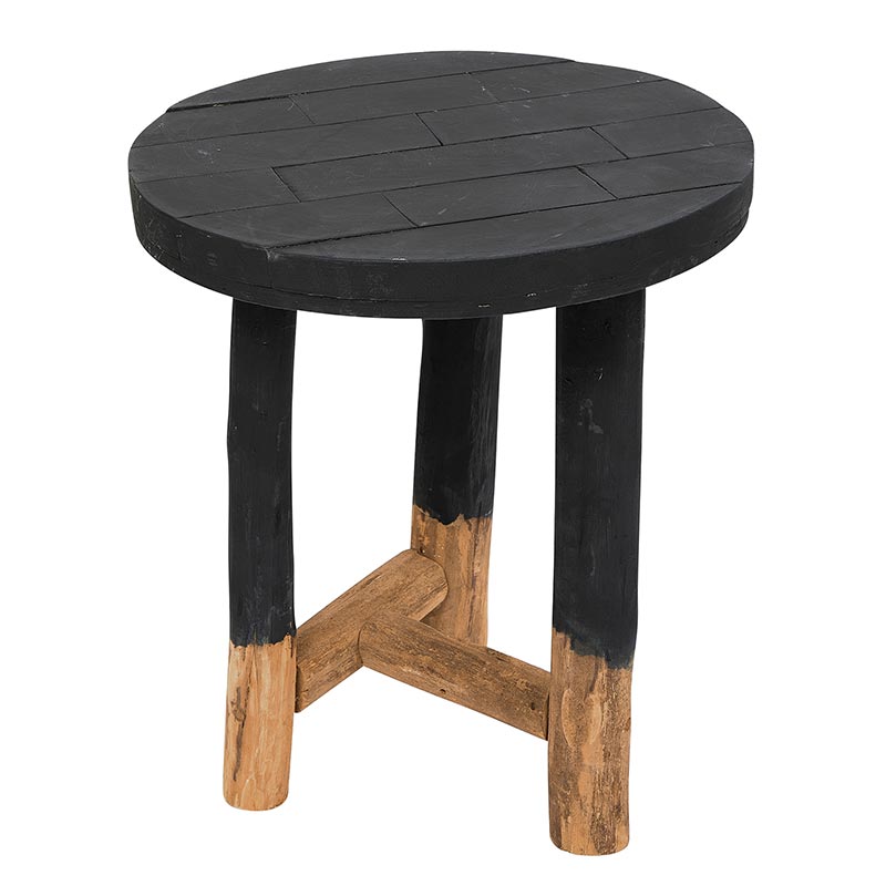 Black Half Dipped Side Table - Bombay Mercantile