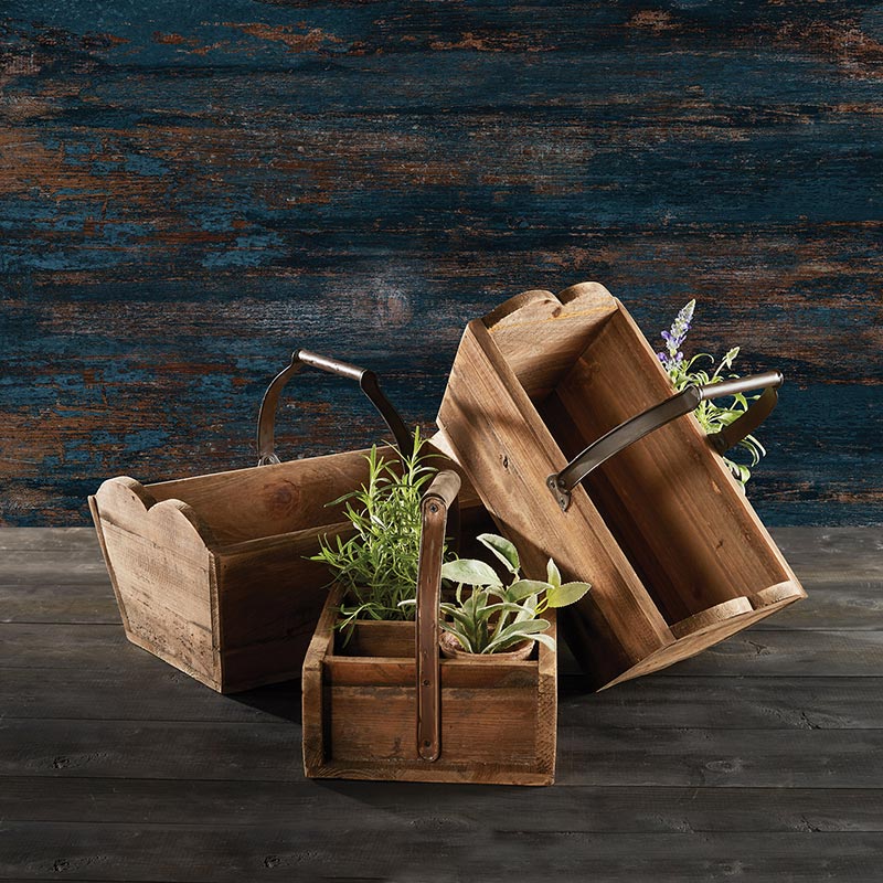 Wood Baskets - Set of 2 - Bombay Mercantile