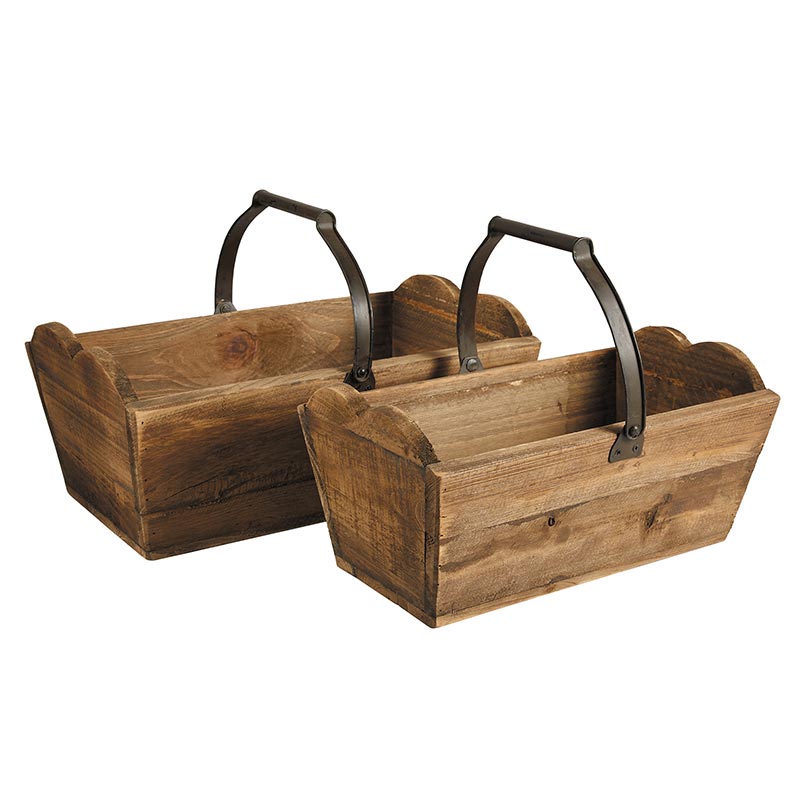 Wood Baskets - Set of 2 - Bombay Mercantile