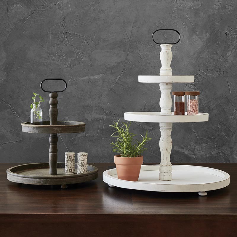 Light Wood 2-Tier Stand - Bombay Mercantile
