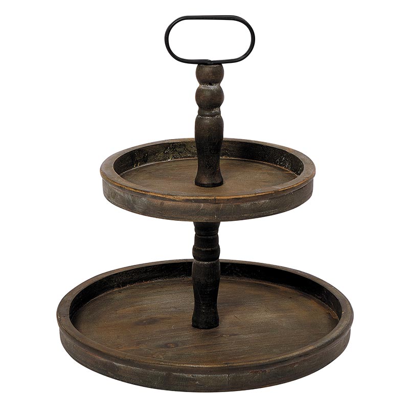 Light Wood 2-Tier Stand - Bombay Mercantile