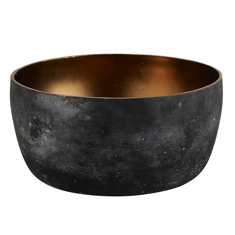 Gray With Gold Glass Bowl - Bombay Mercantile