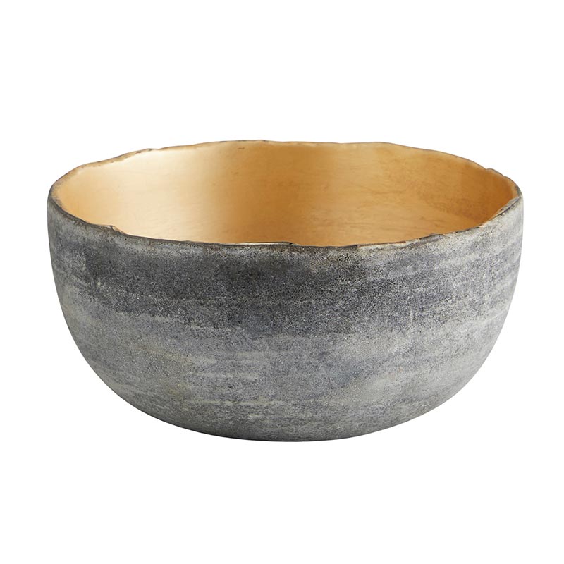 Gray With Gold Glass Bowl - Bombay Mercantile
