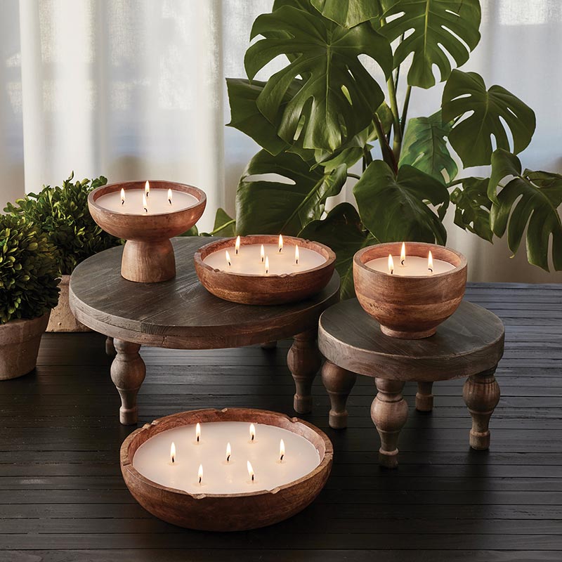 Wood Bowl Candle, In increment of 2 - Bombay Mercantile