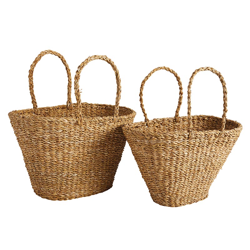 Oval Seagrass Bag - Set of 2, In increments of 2 - Bombay Mercantile