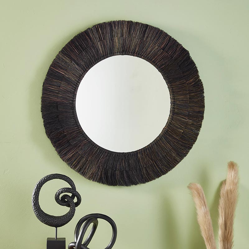Black Fiber Wall Mirror - Bombay Mercantile