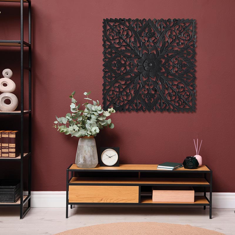 Matte Black Square Wall Decor - Bombay Mercantile