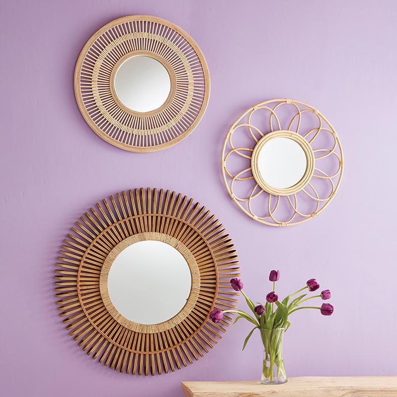 Dark Wheel Bamboo Mirror - Bombay Mercantile