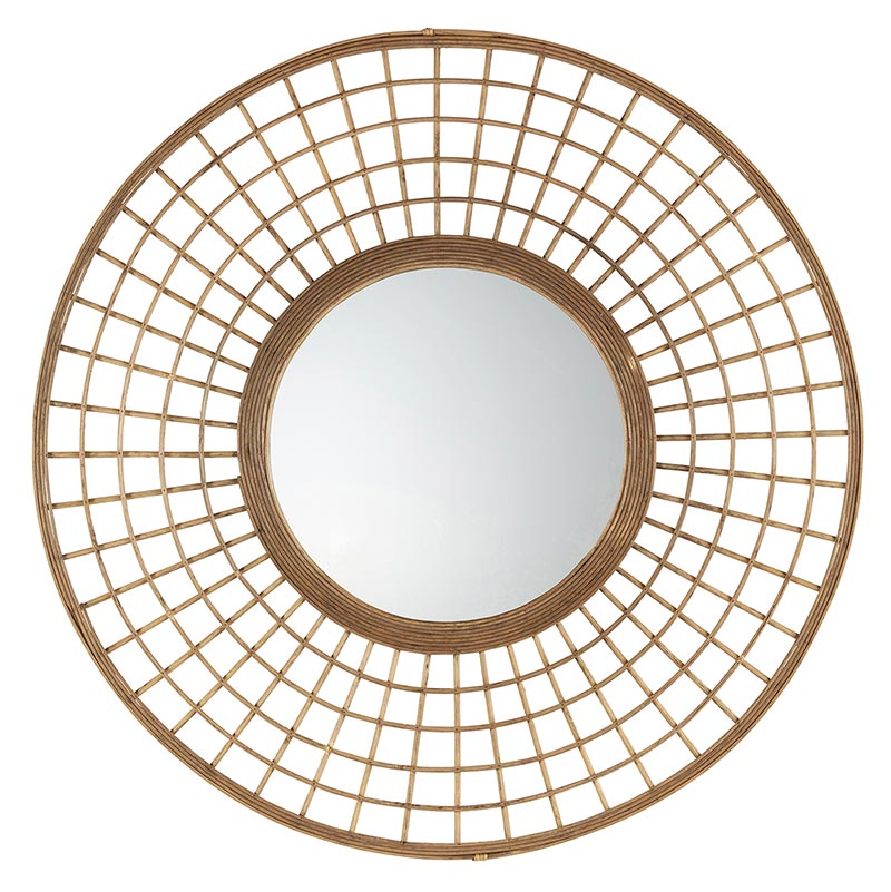 Dark Patterned Bamboo Mirror - Bombay Mercantile