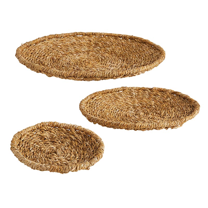 Seagrass Flat Tray - Set of 3, In increments of 2 - Bombay Mercantile