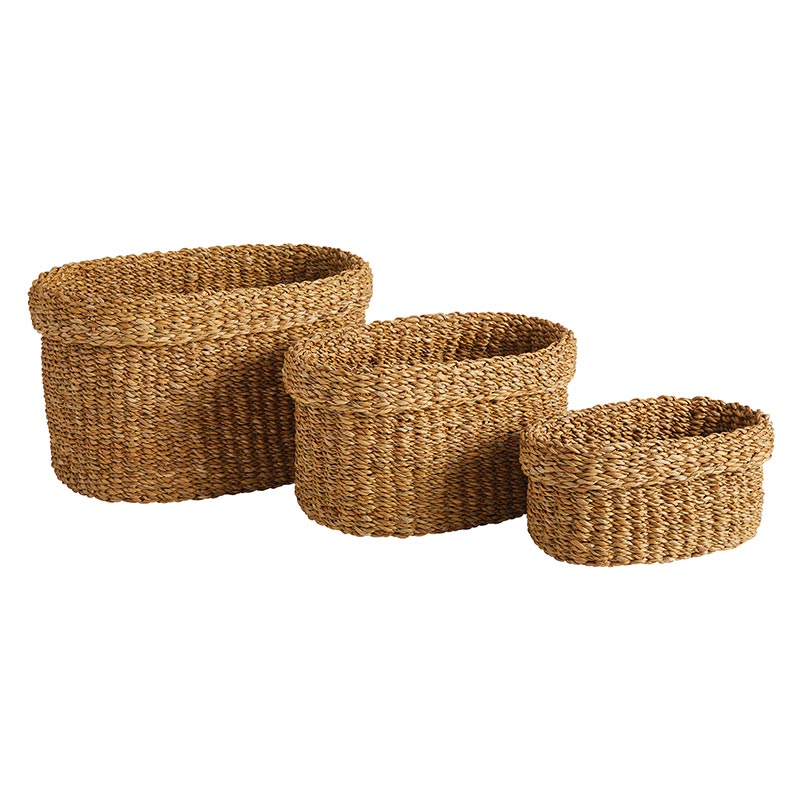 Seagrass Round Baskets - Set of 3, In increments of 2 - Bombay Mercantile