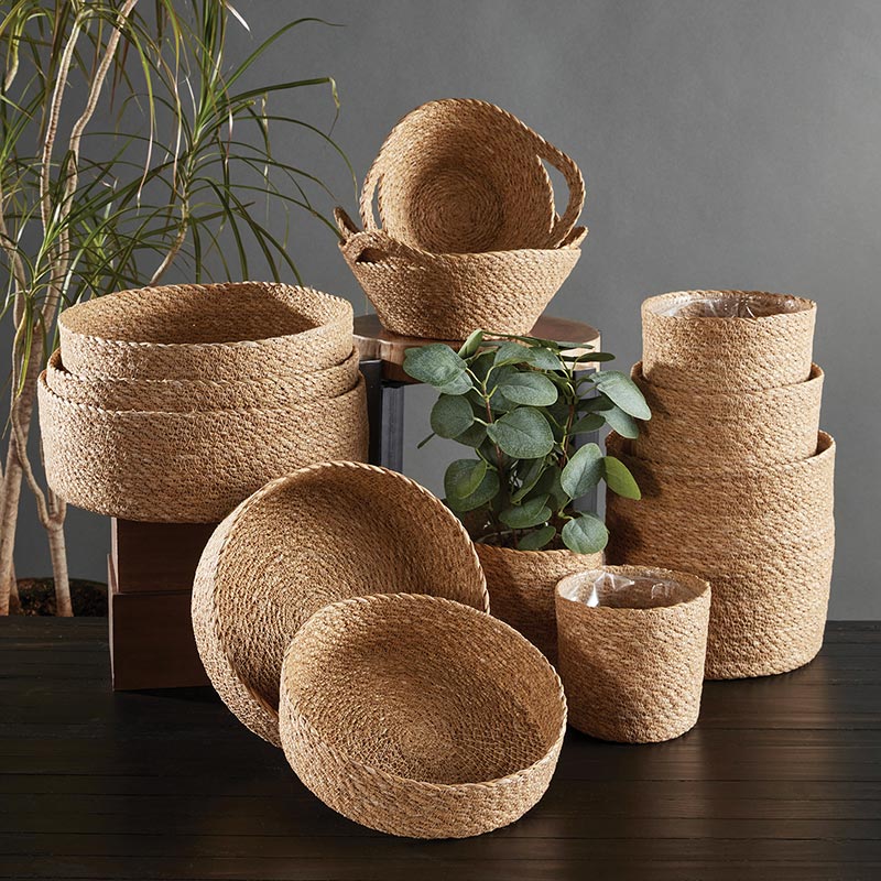 Seagrass Decor Baskets - Set of 3, In increments of 2 - Bombay Mercantile