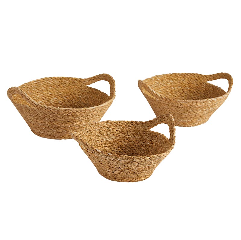 Seagrass Decor Baskets - Set of 3, In increments of 2 - Bombay Mercantile