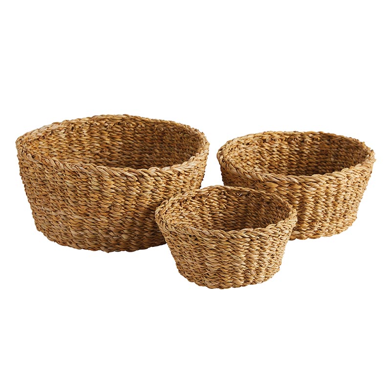 Seagrass Round Storage - Set of 3, In increments of 2 - Bombay Mercantile