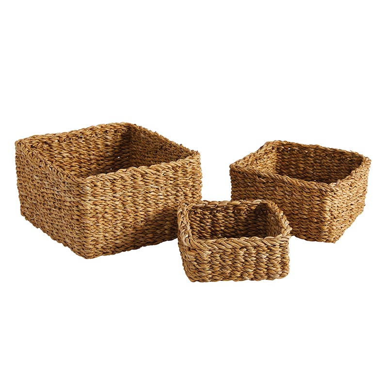 Seagrass Square Storage - Set of 3, In increments of 2 - Bombay Mercantile