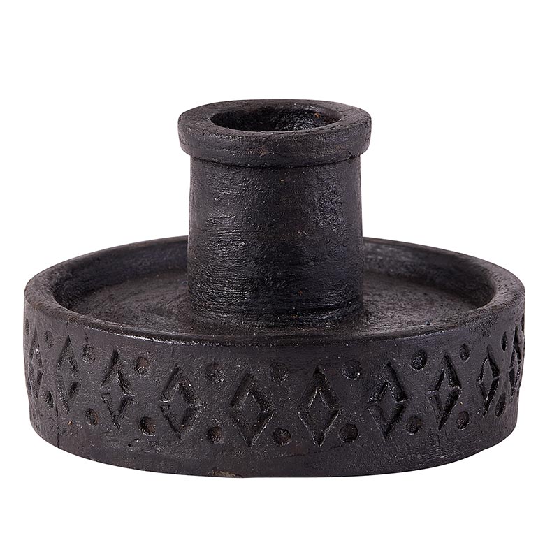 Black Puck Candleholder - Bombay Mercantile