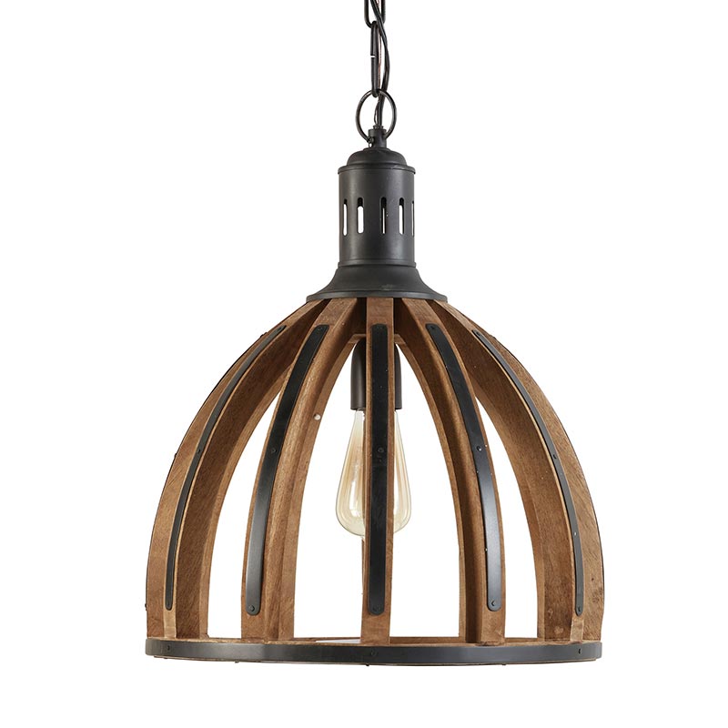 Iron And Wood Pendant Light - Bombay Mercantile