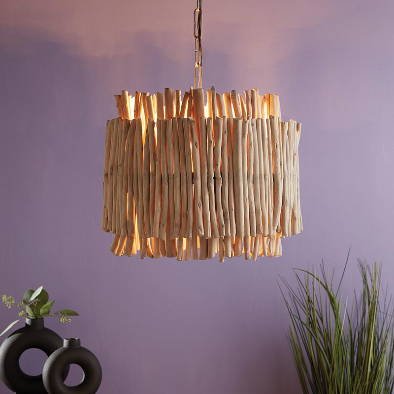 Antique Wood Pendant Light - Bombay Mercantile