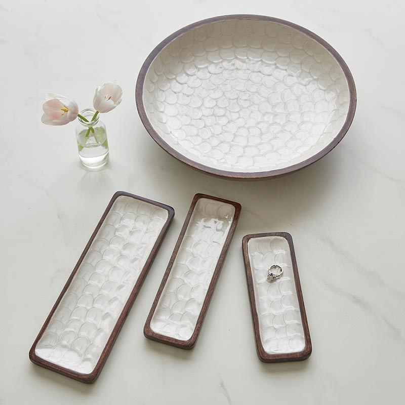 Inlaid Walnut Decor Bowl - Bombay Mercantile