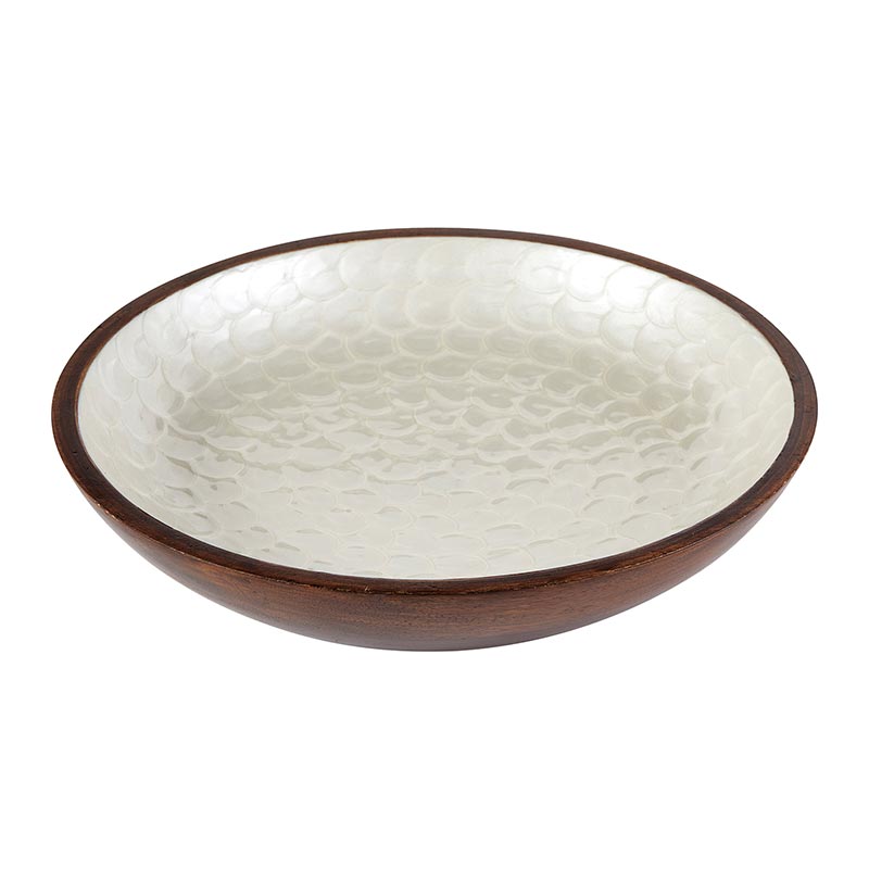 Inlaid Walnut Decor Bowl - Bombay Mercantile