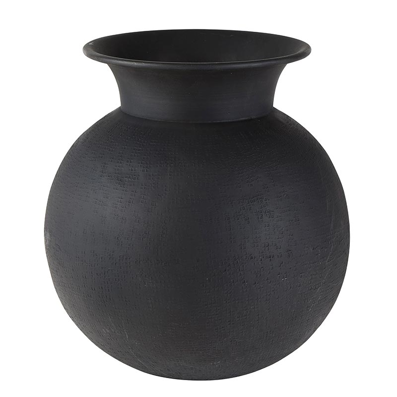 Black Rustic Metal Pot - Large - Bombay Mercantile