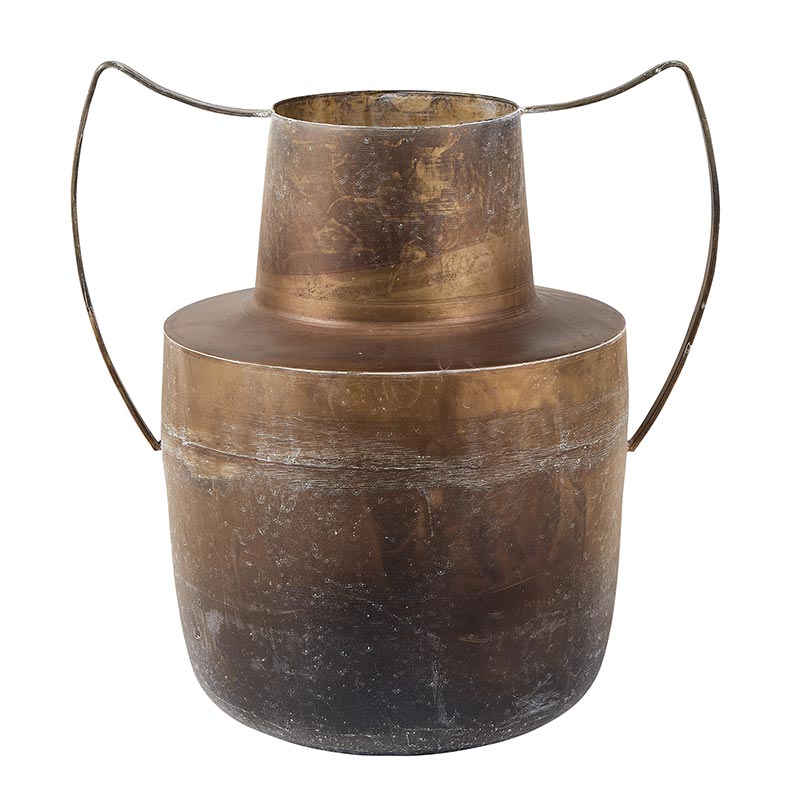 Copper Metal Vase with Handles - Bombay Mercantile