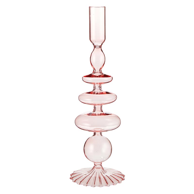 Pink Glass Candleholder - Bombay Mercantile