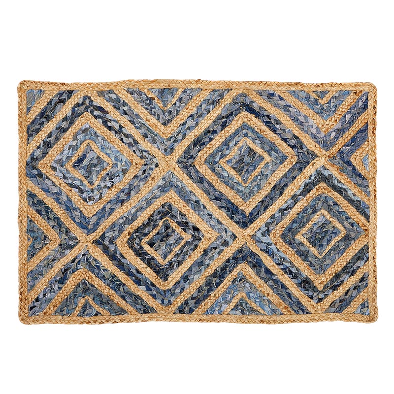 Diamond Pattern Denim Rug, In increment of 2 - Bombay Mercantile