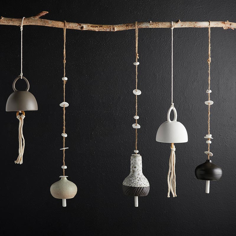 White Ceramic Windchime, in increment of 4 - Bombay Mercantile