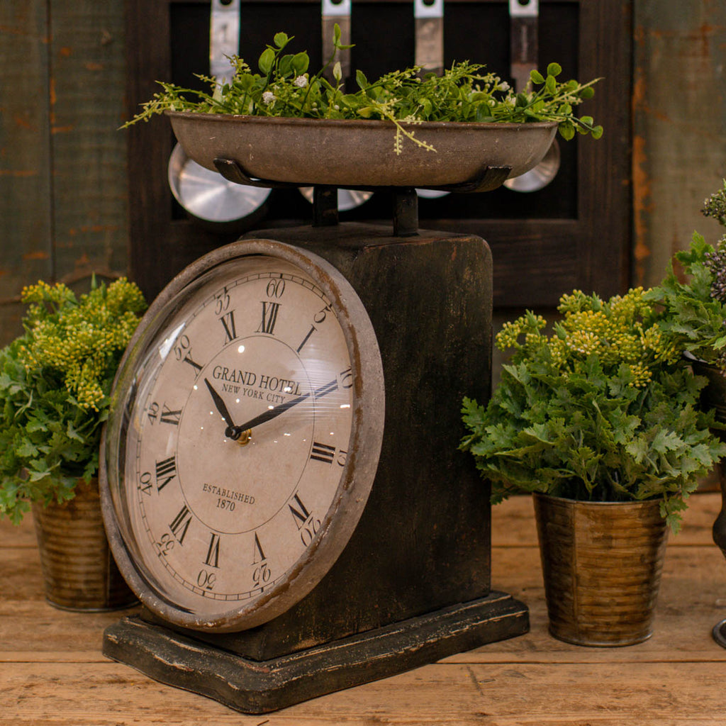 Vintage Black Scale Clock - Bombay Mercantile