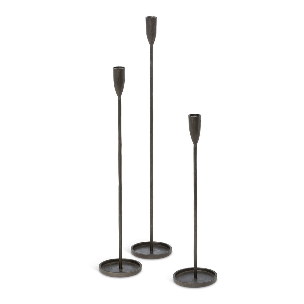 Primitive Iron Taper Holders, Set of 3 - Bombay Mercantile