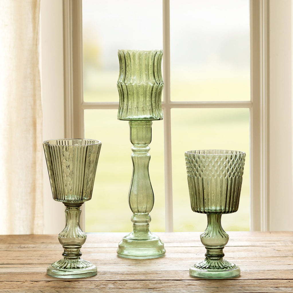 Maybelle Green Candle Holder - Bombay Mercantile