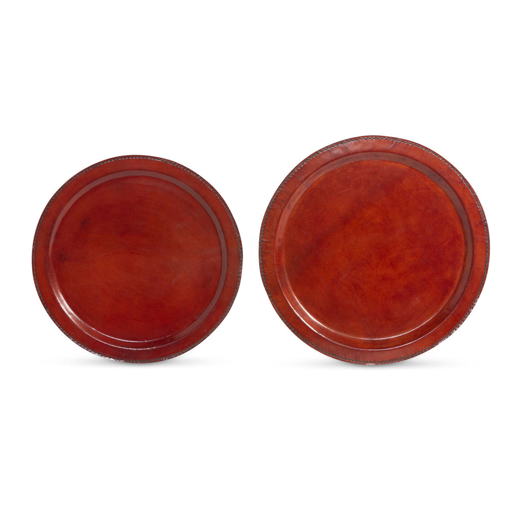 Hudson Leather Round Trays - Bombay Mercantile