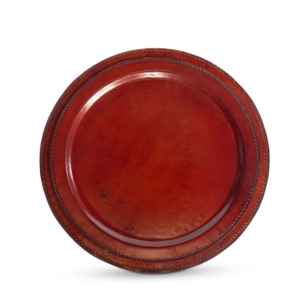 Hudson Leather Round Trays - Bombay Mercantile