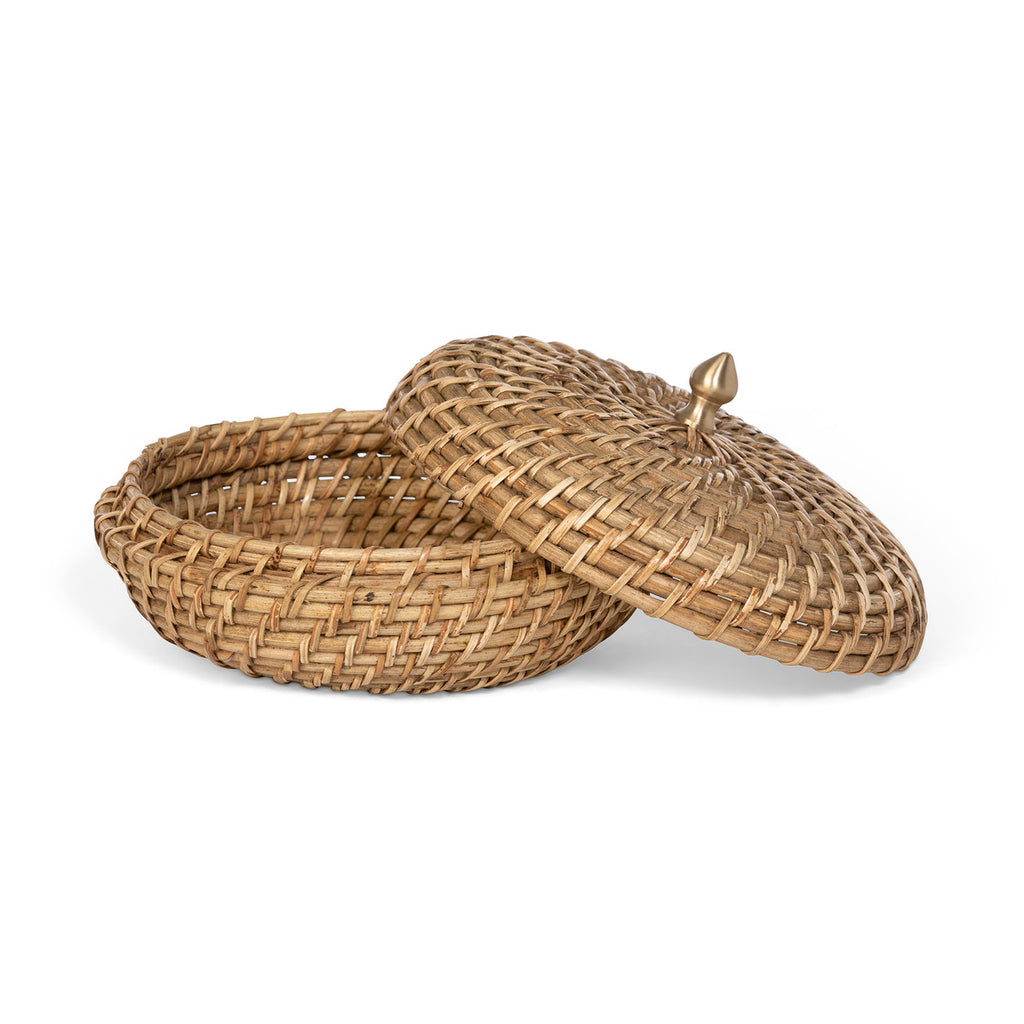 Amelia Woven Bamboo Cane Lidded Box - Bombay Mercantile