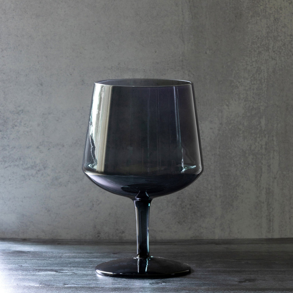 Florian Smoke Glass Stemmed Bowl - Bombay Mercantile