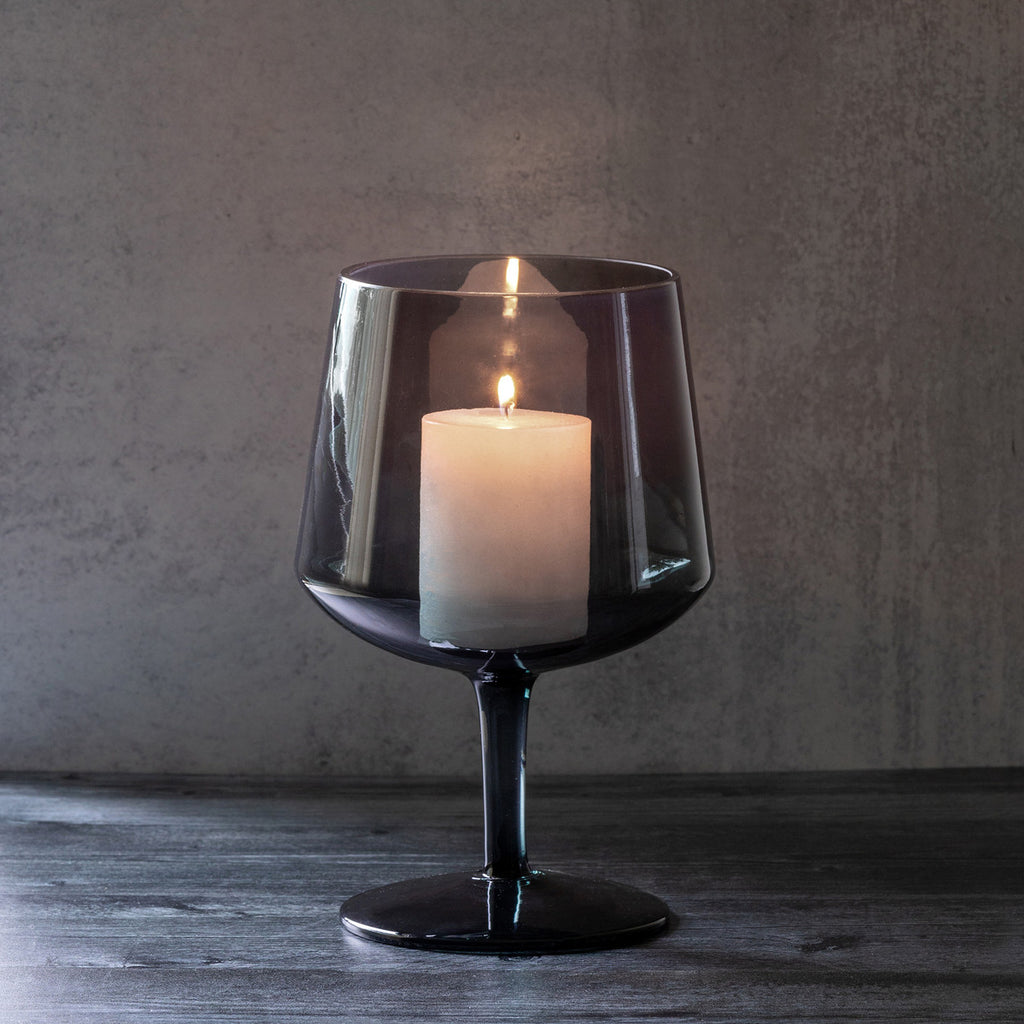 Florian Smoke Glass Stemmed Bowl - Bombay Mercantile