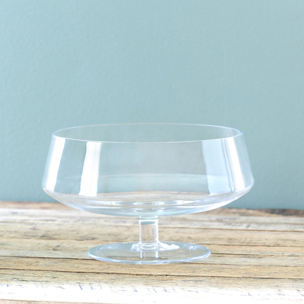 Basia Glass Stemmed Low Bowl - Bombay Mercantile