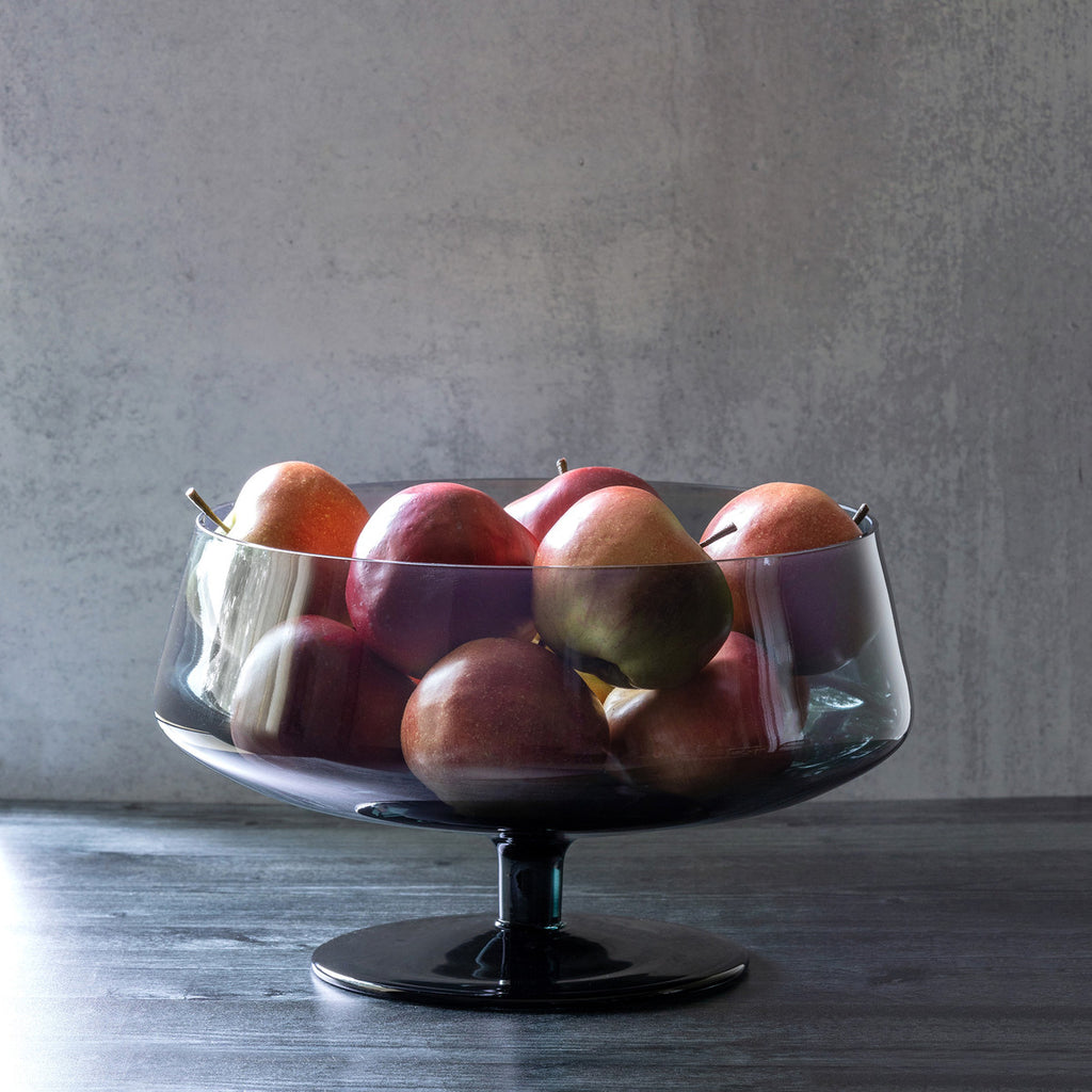 Florian Smoke Glass Stemmed Bowl - Bombay Mercantile