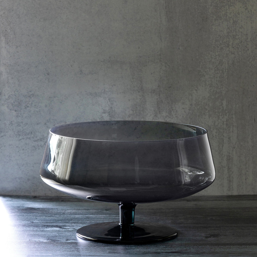 Florian Smoke Glass Stemmed Bowl - Bombay Mercantile