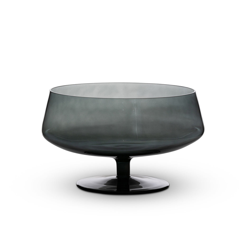 Florian Smoke Glass Stemmed Bowl - Bombay Mercantile