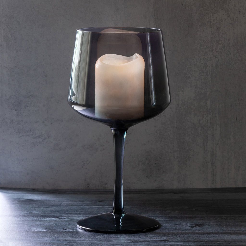 Florian Smoke Glass Stemmed Bowl - Bombay Mercantile