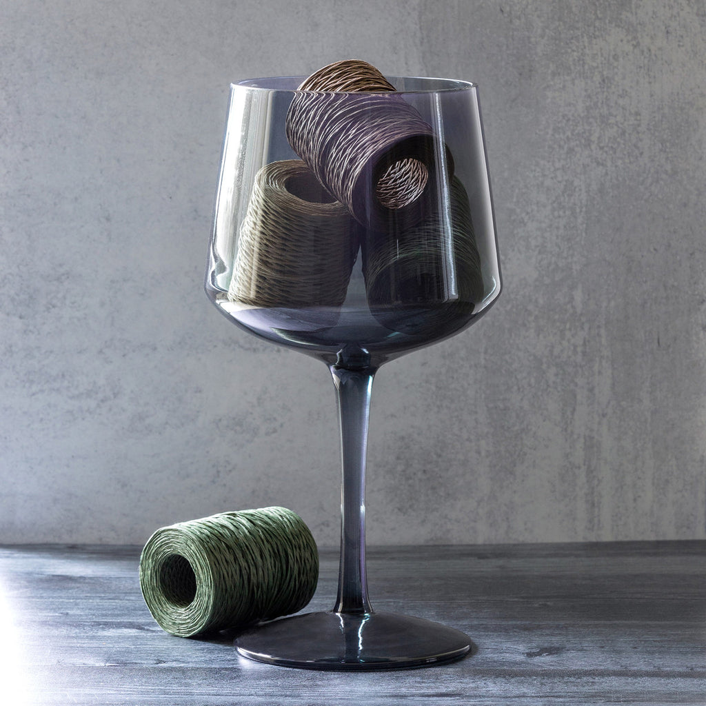 Florian Smoke Glass Stemmed Bowl - Bombay Mercantile