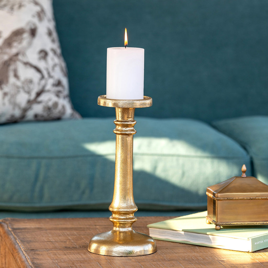 Classic Cast Aluminum Candle Stick, Small - Bombay Mercantile
