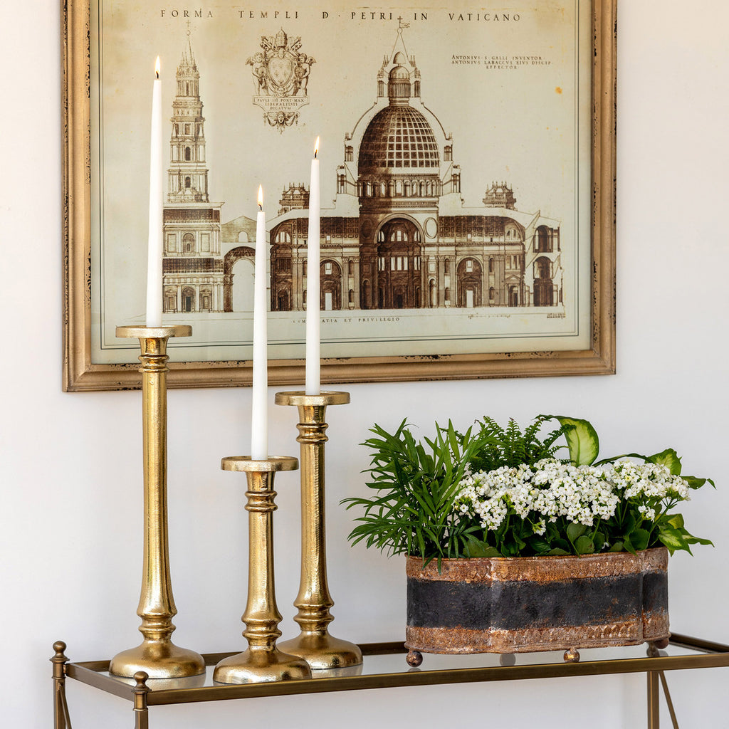 Classic Cast Aluminum Candle Stick, Small - Bombay Mercantile