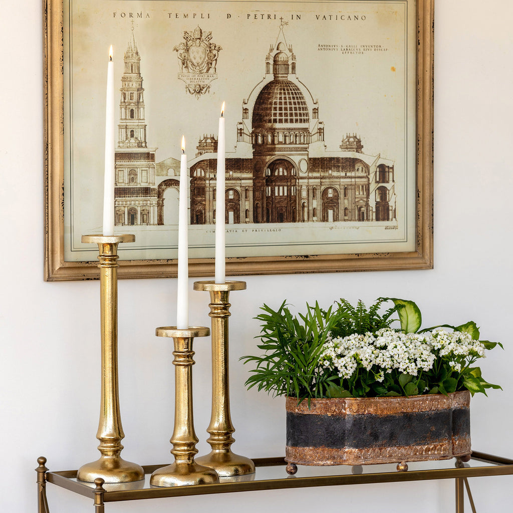 Classic Cast Aluminum Candle Stick, Medium - Bombay Mercantile