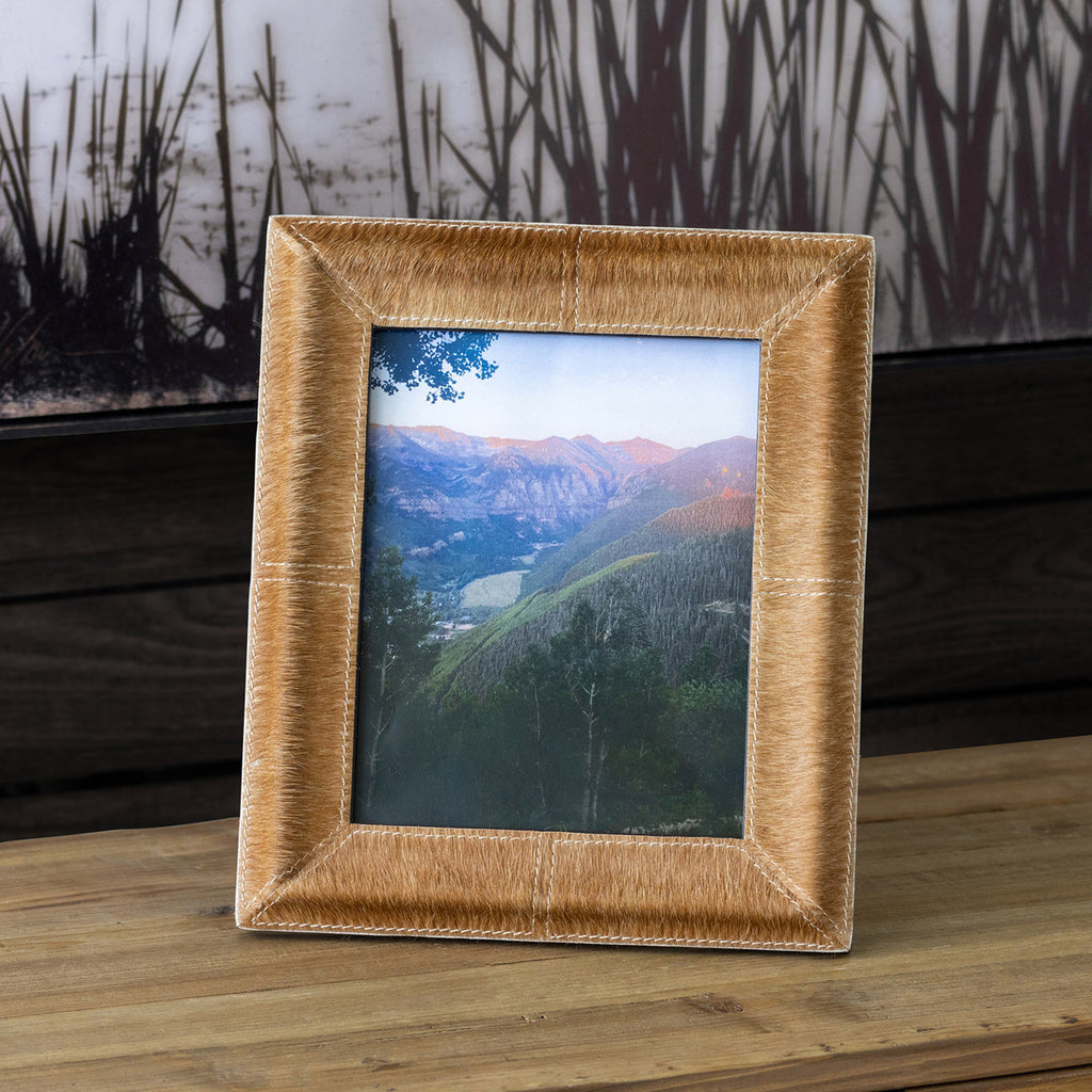 Cow Hide Leather Photo Frame, Large - Bombay Mercantile
