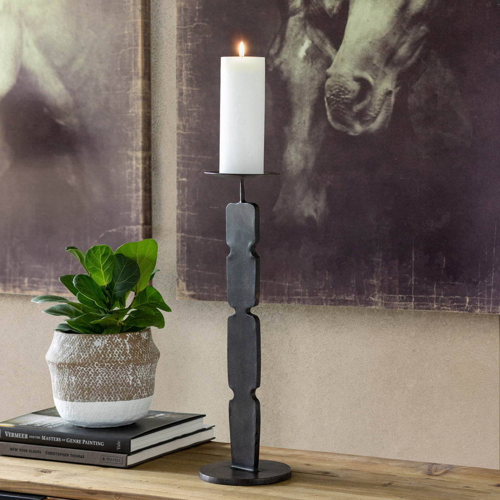 Forged Candle Holder, Large - Bombay Mercantile