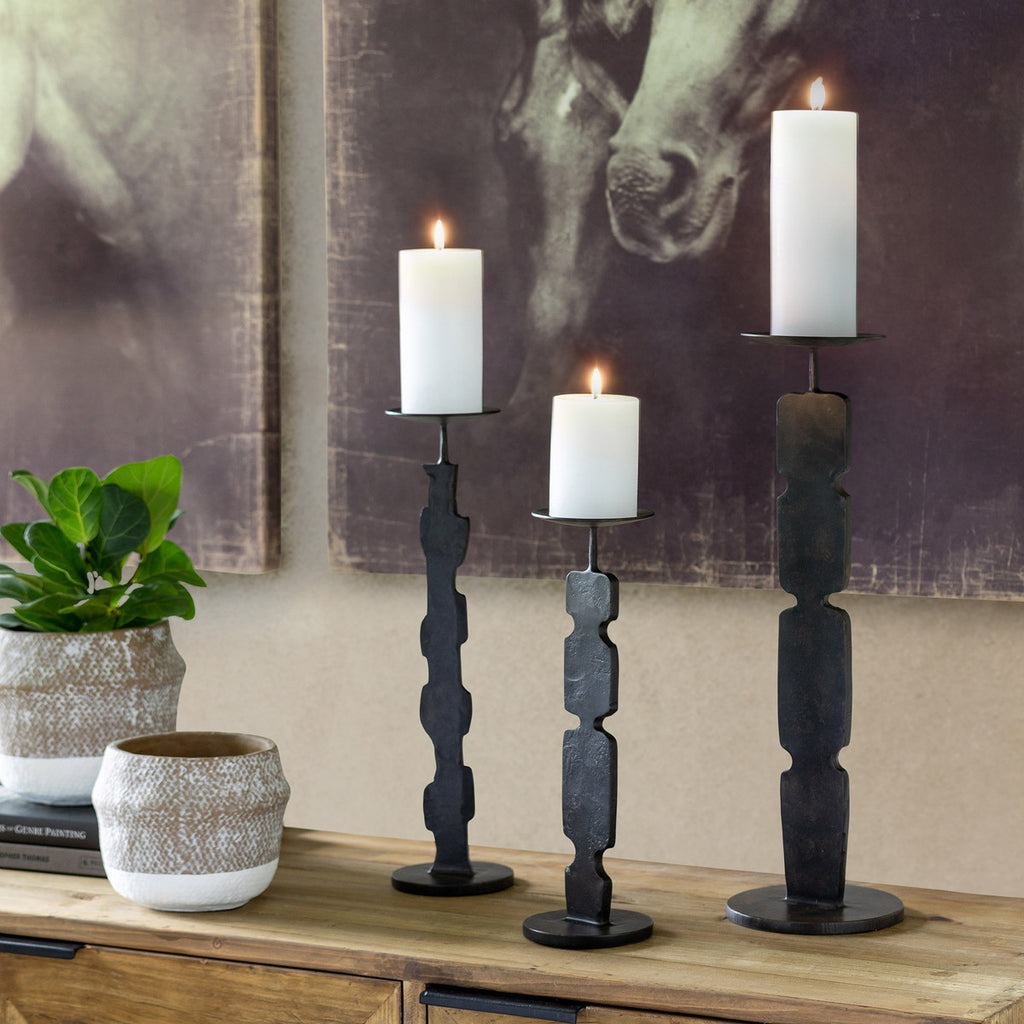 Forged Candle Holder, Large - Bombay Mercantile